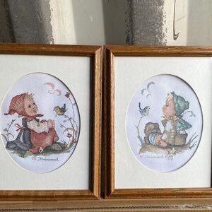 Framed Hummel Art crossstitch 2 10x13